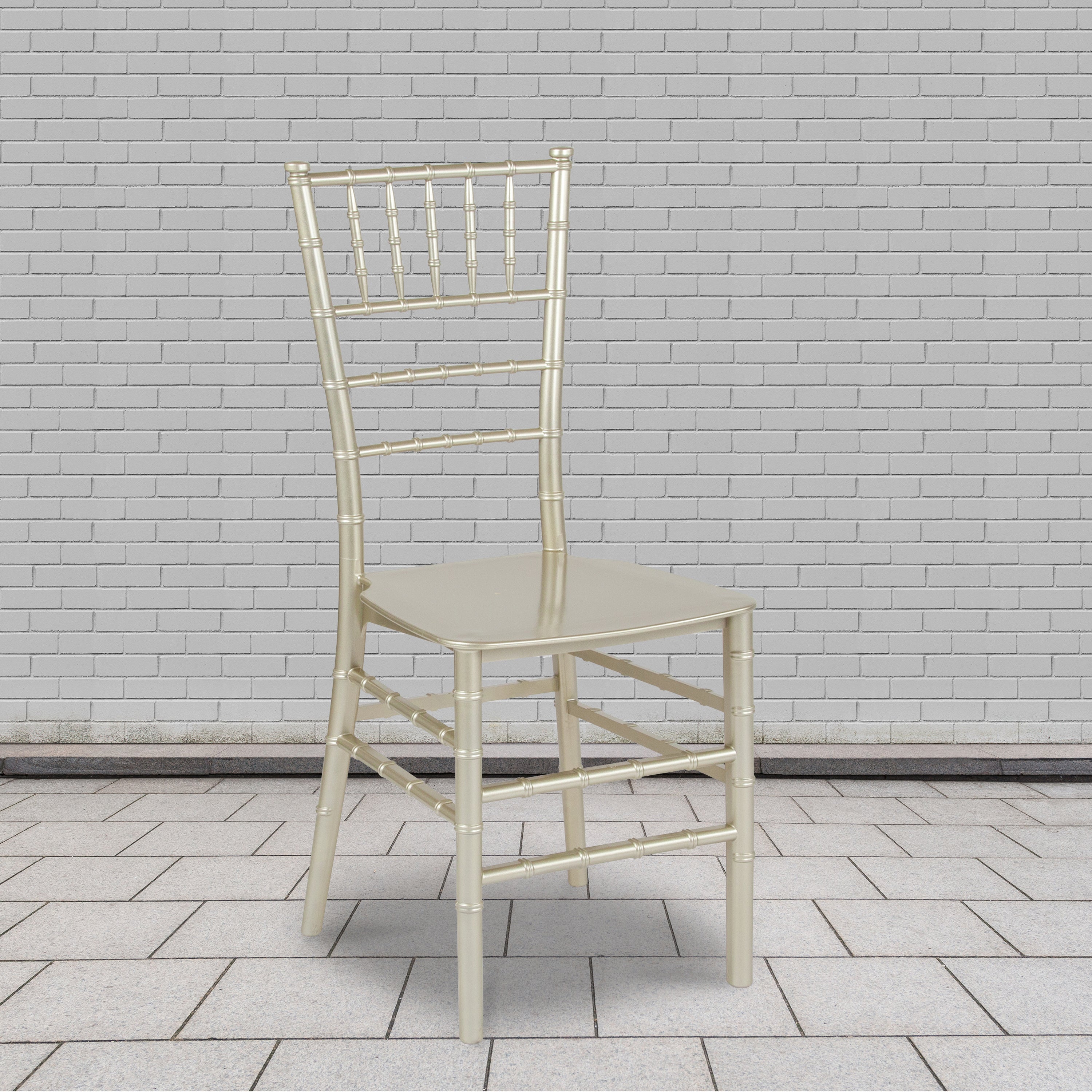 BizChair 2 Pack Champagne Stackable Resin Chiavari Chair