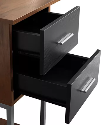 Techni Mobili Wood L-Shape with Hutch and Storage Desk