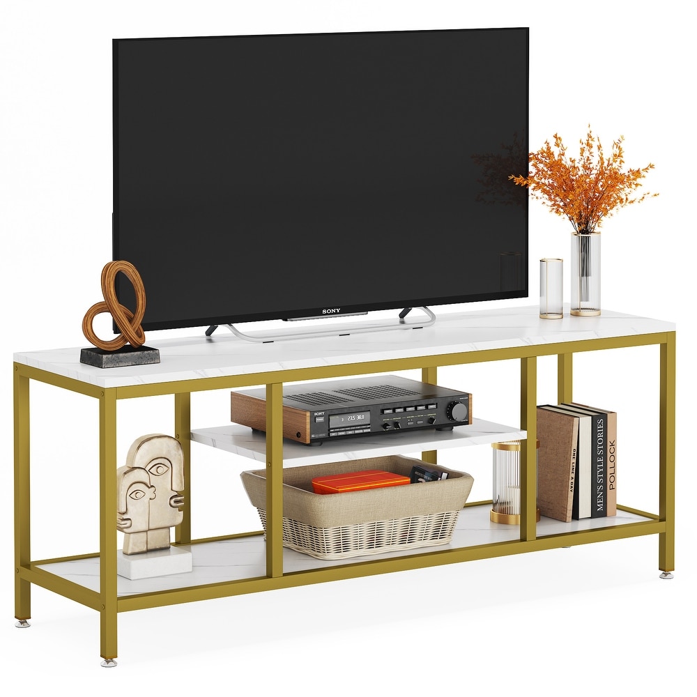 TV Stand for 65 Inch TV  59 Inch Modern TV Console Table with Open Storage Shelves