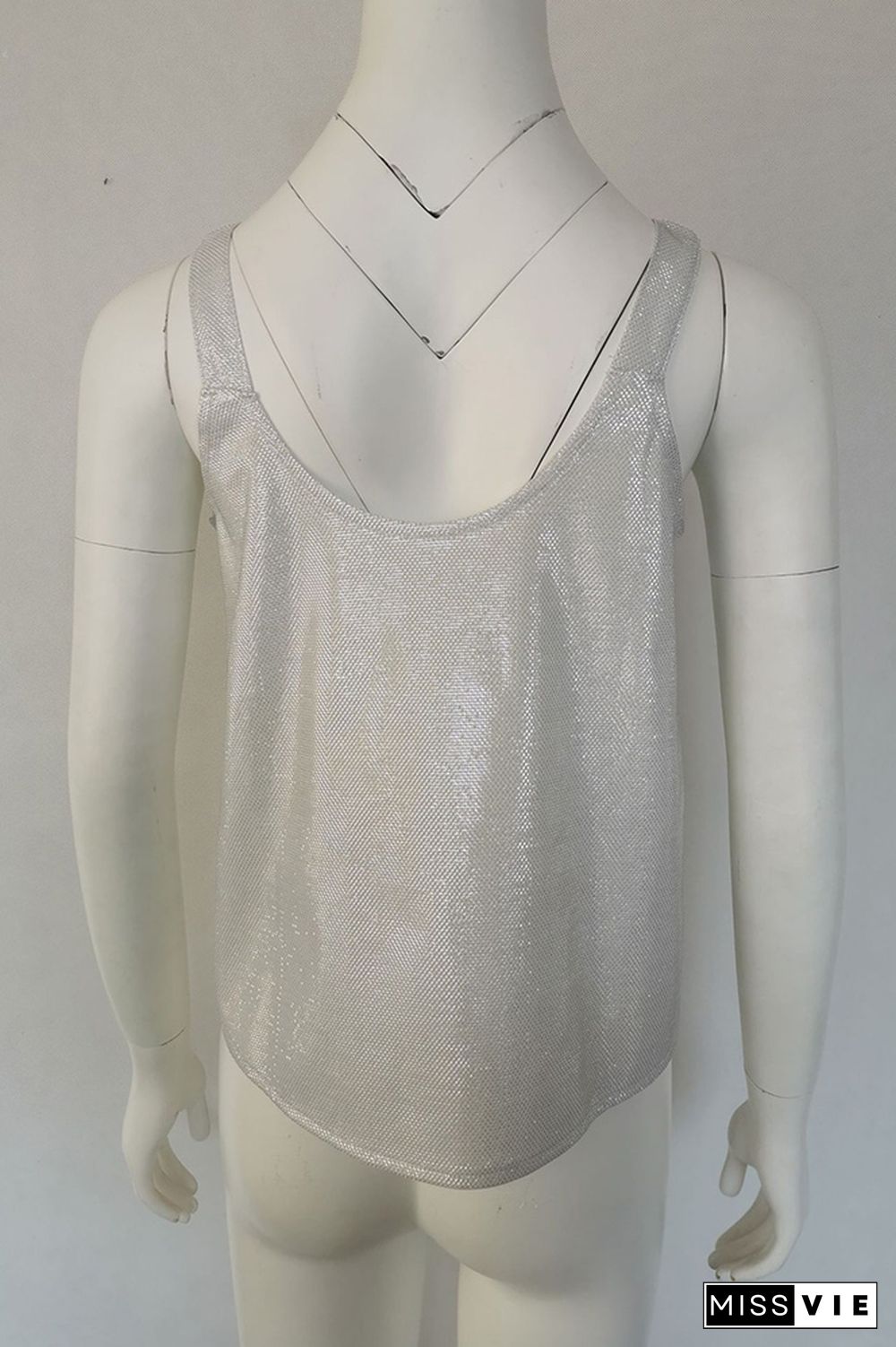 Sequin Glitter Sleeveless Plain Tank Top