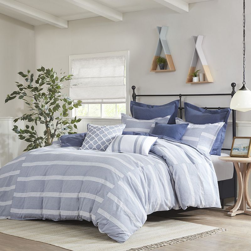 Madison Park Signature Noble Oversized and Overfilled Striped Comforter Set with Throw Pillows