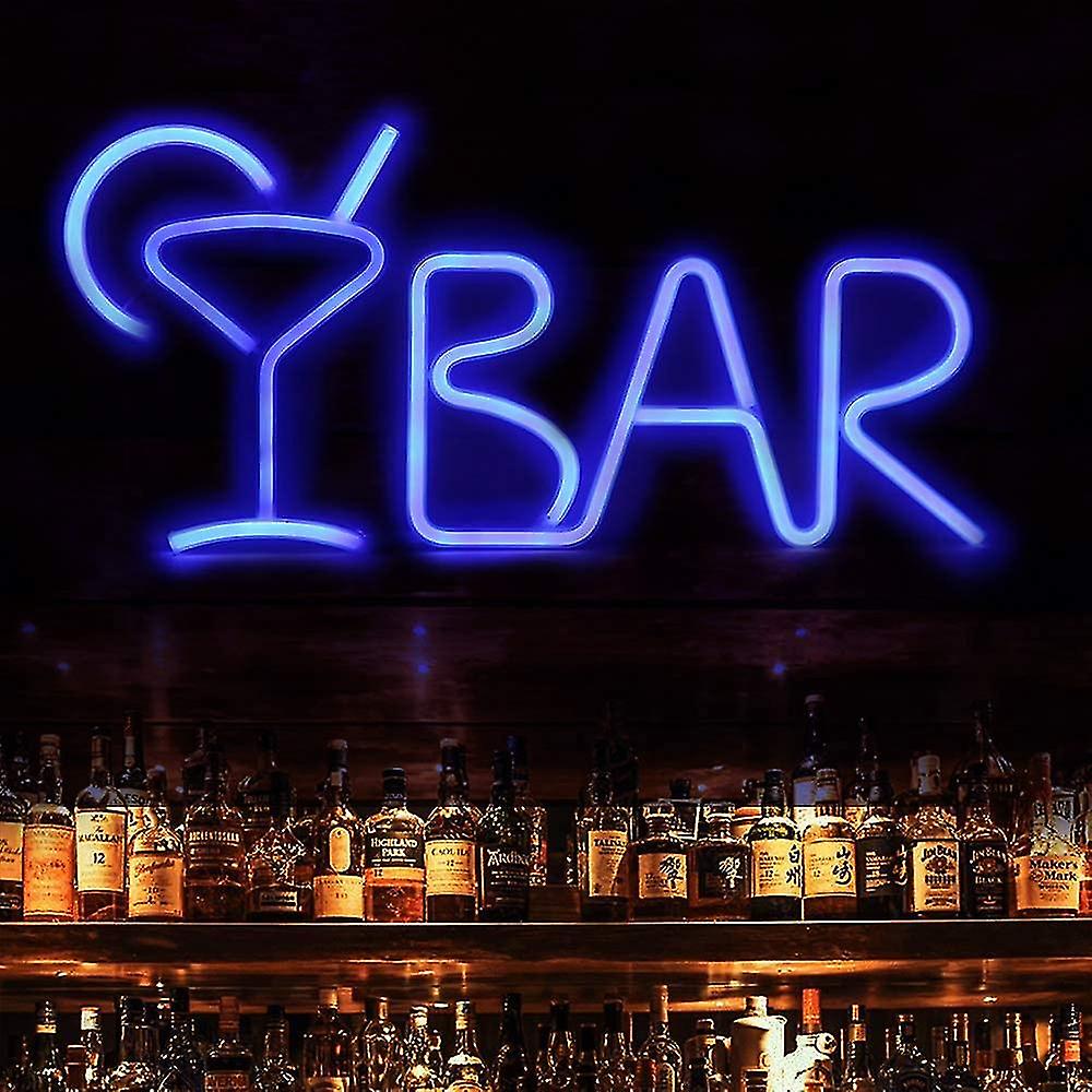 Neon Bar Sign Decorative Led Illuminated Letter Lights Pre-lit Pub Bar Sign - Neon Light Up Letters Lighted Bar Decor(blue)1pcs