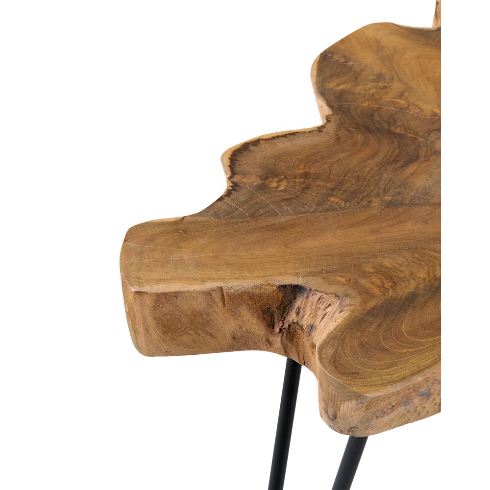 East at Main Natural Live edge Teak Wood Table with Iron Legs