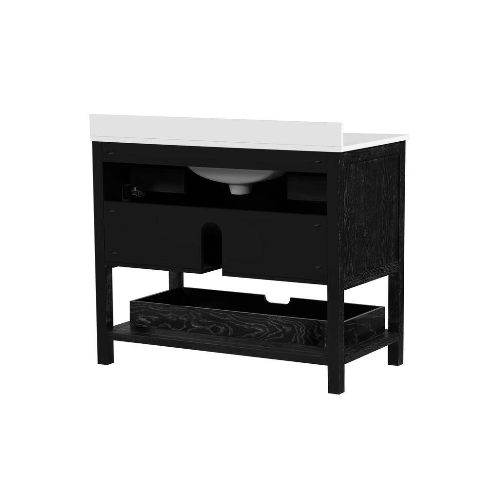 Martha Stewart Living Hillcrest 42 in. Bath Vanity in Black Cerused with Cultured Marble Vanity Top in White with White Basin 15VVA-HILL42-11