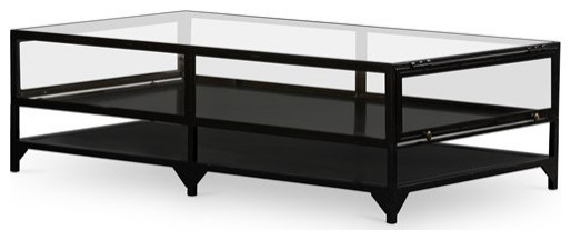 Yonatan Coffee Table Black  Tempered Glass   Midcentury   Coffee And Accent Tables   by Virgil Stanis Design  Houzz