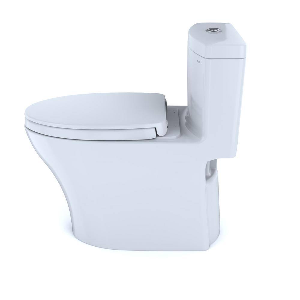 TOTO Aquia IV 1-Piece 0.81.28 GPF Dual Flush Elongated ADA Comfort Height Toilet in Cotton White SoftClose Seat Included MS646124CEMFGN#01