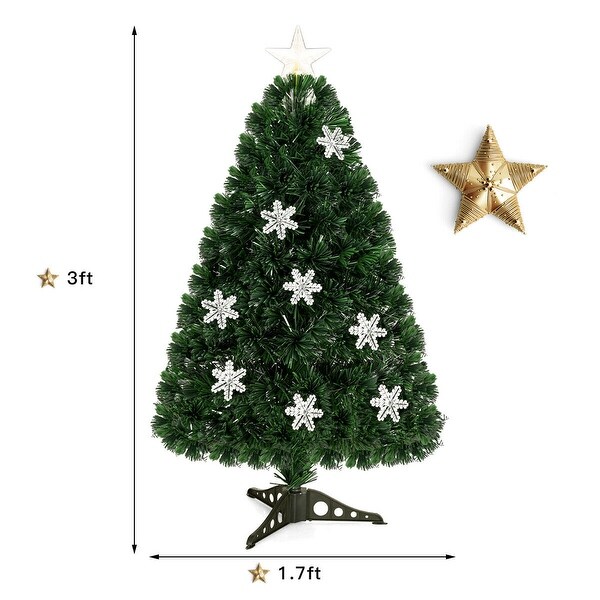 3Foot Fiber Optic Prelit Christmas Tree with Snowflakes and LED Lights