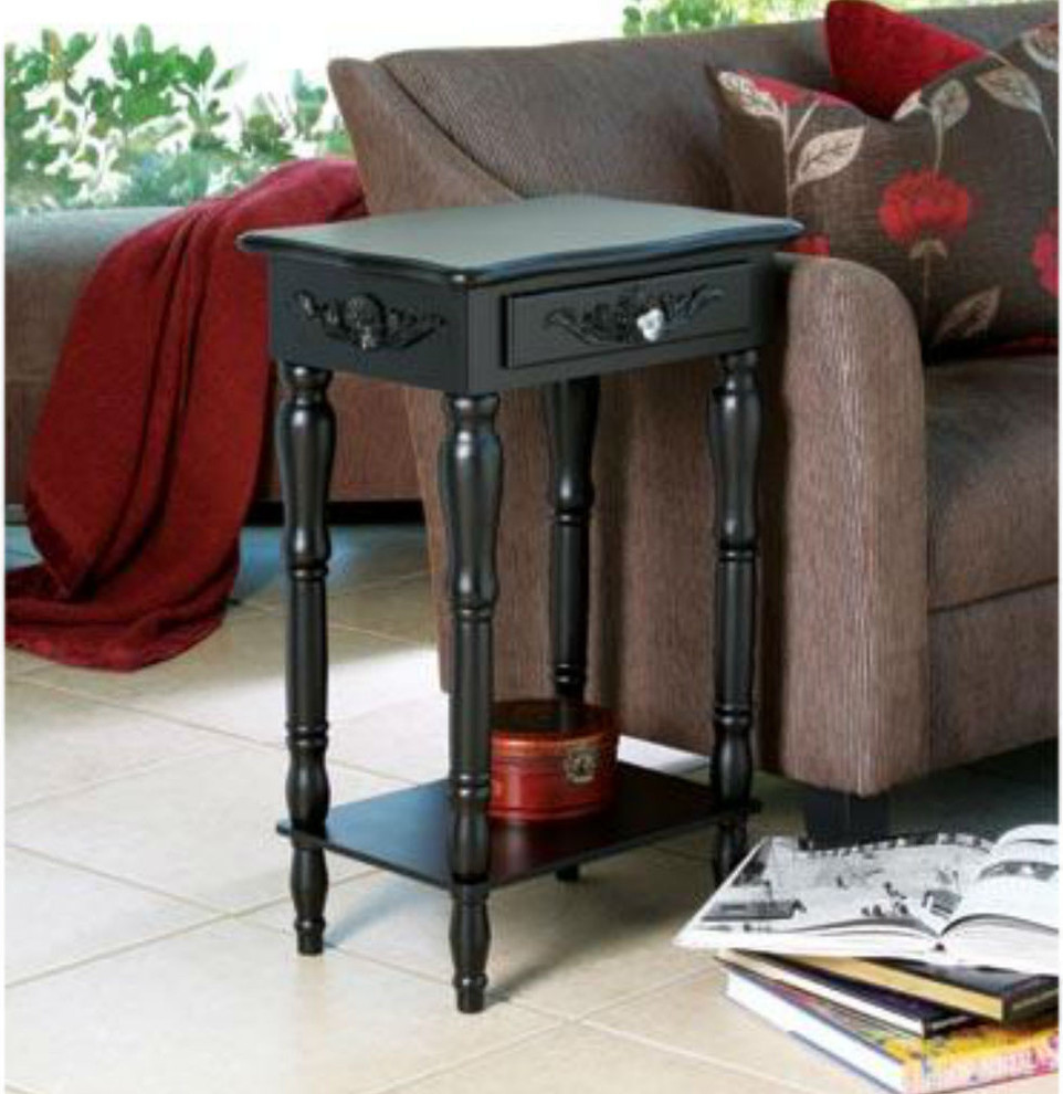 Black Side Table With Crystal Drawer Pull   Traditional   Side Tables And End Tables   by Home Garden Circle  Houzz