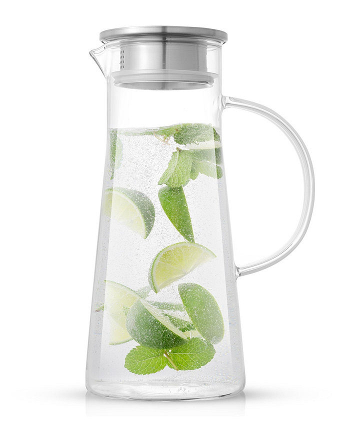 JoyJolt Breeze Glass Pitcher with Stainless Steel Lid