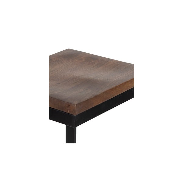 Porter Designs Cube Industrial Solid Mango Wood and Metal Bar Stool， Brown