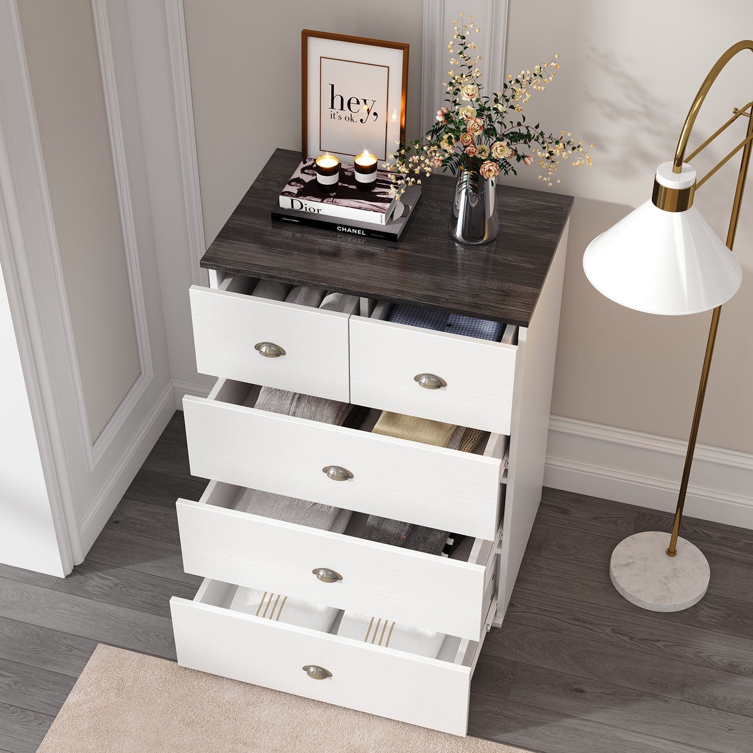 Chest of Drawers with Locks on 2-Top Chest of Drawers, 5 - Drawer Dresser