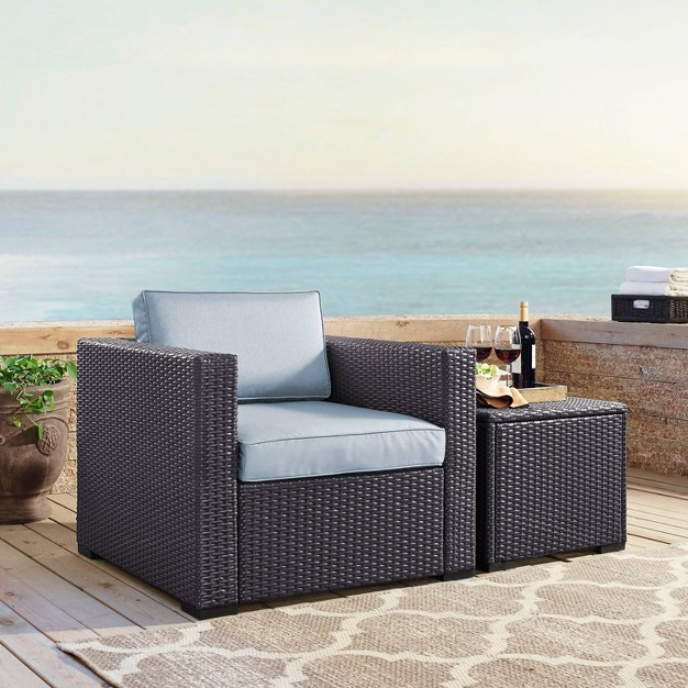 Biscayne Outdoor Wicker Armchair Mist Crosley