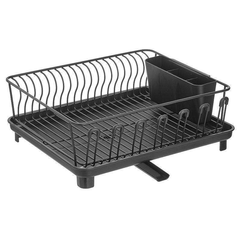 mDesign Large Kitchen Dish Drying Rack with Swivel Spout， 3 Pieces