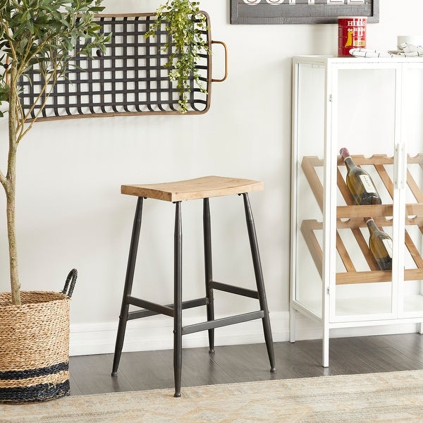 Black Metal Industrial Counter Stool