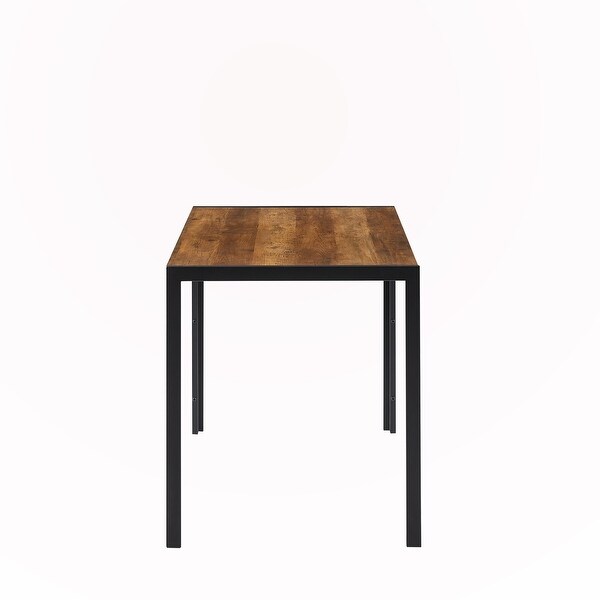 Wooden Top Black Metal Shelf Dining Table