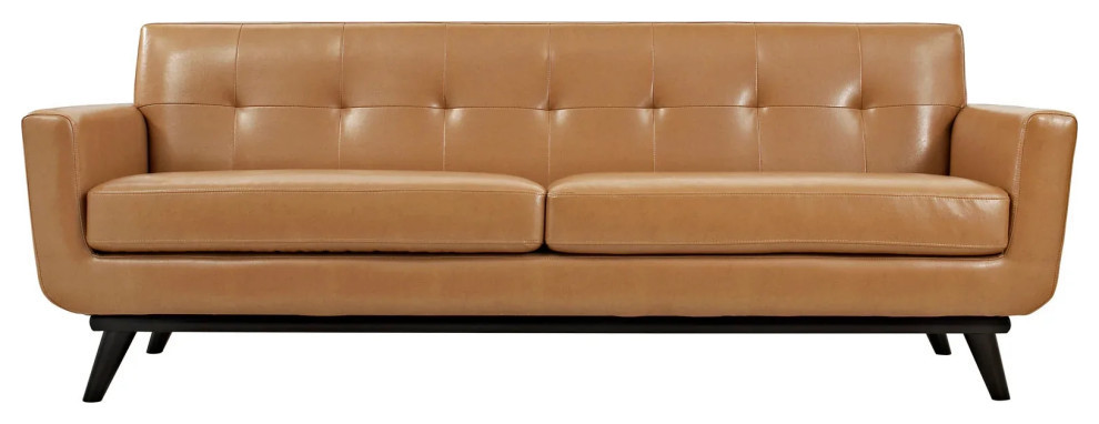 Giselle Tan 3 Piece Leather Living Room Set   Midcentury   Living Room Furniture Sets   by V.S.D Furniture  Houzz