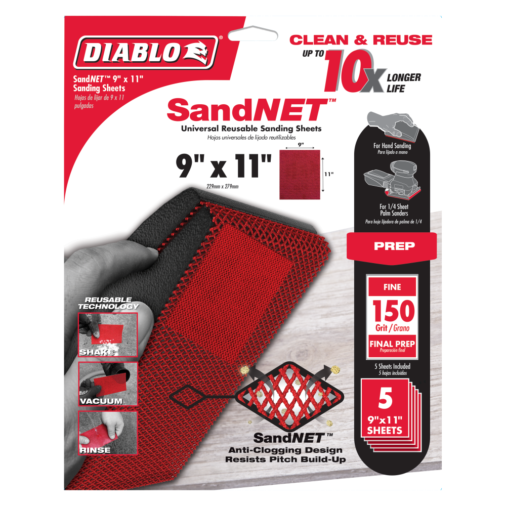 Diablo Tools SandNET Sanding Sheets 9 x 11 150 Grit Universal Reusable