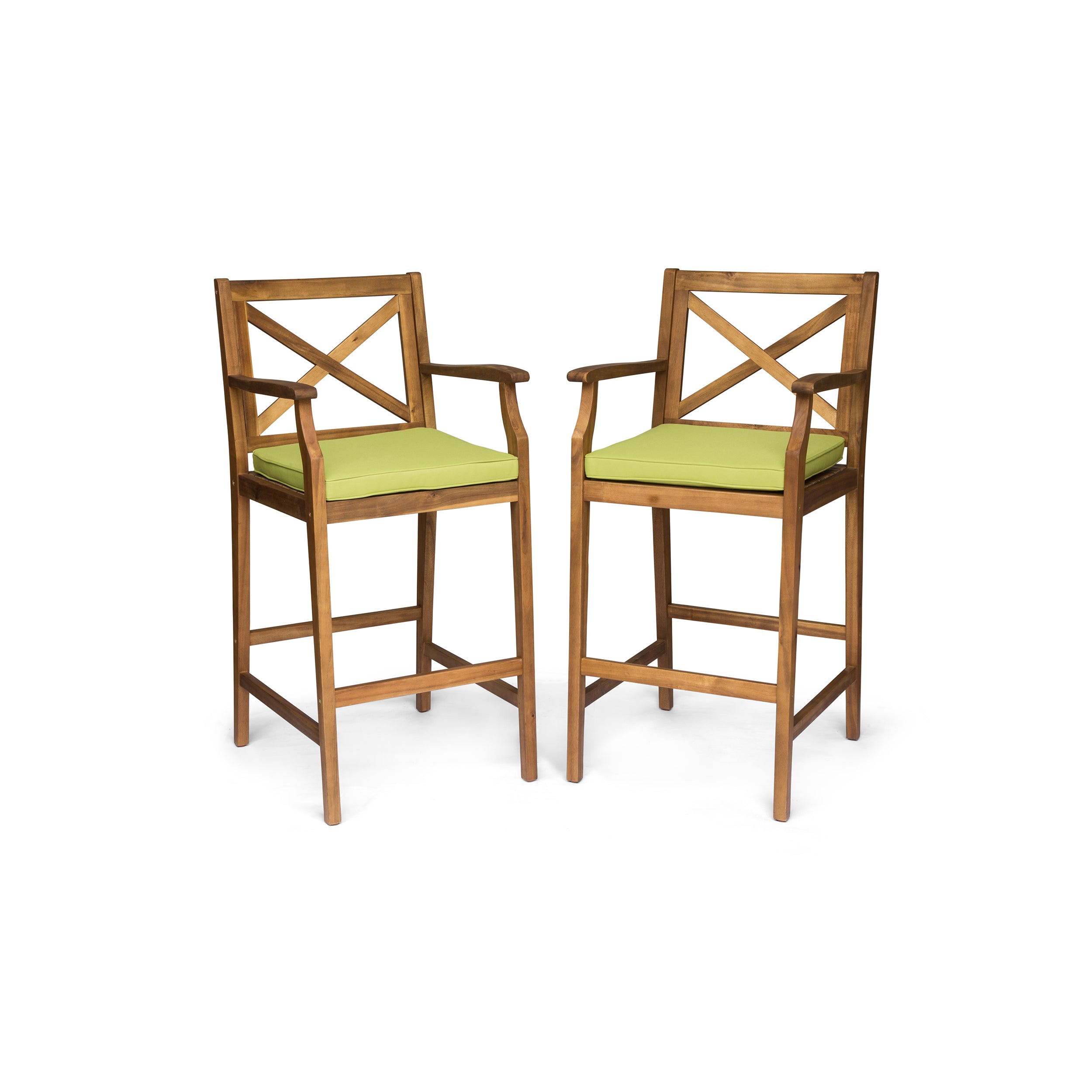 Logan Outdoor Acacia Wood Barstool (set of 2)