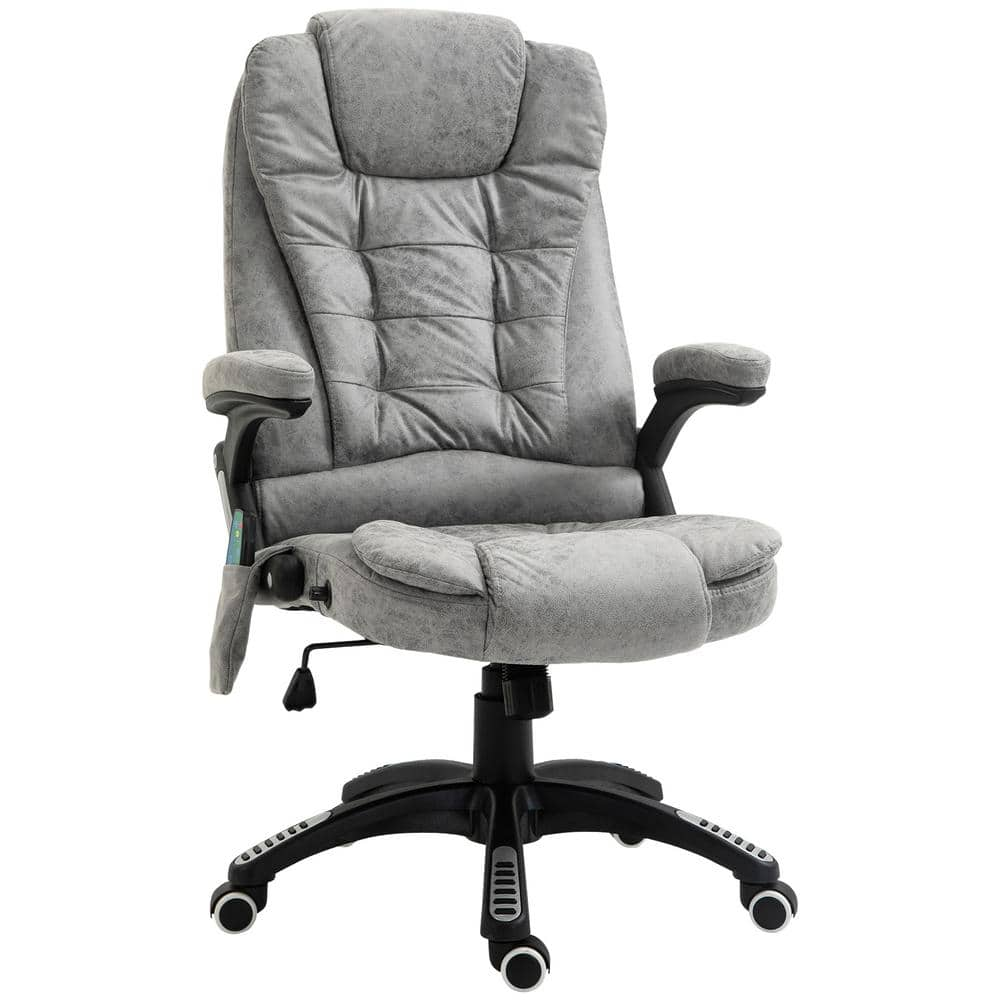 Vinsetto Grey Microfiber Ergonomic Vibrating Massage Office Chair with 6-Point Vibration Reclining Backrest 921-171V83GY