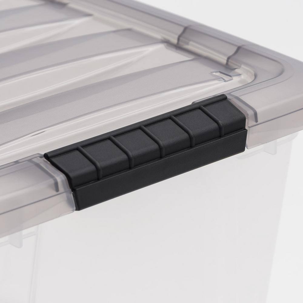 IRIS 32 qt. Stack  Pull Clear Plastic storage Box Lid Gray (Pack of 5) 500145