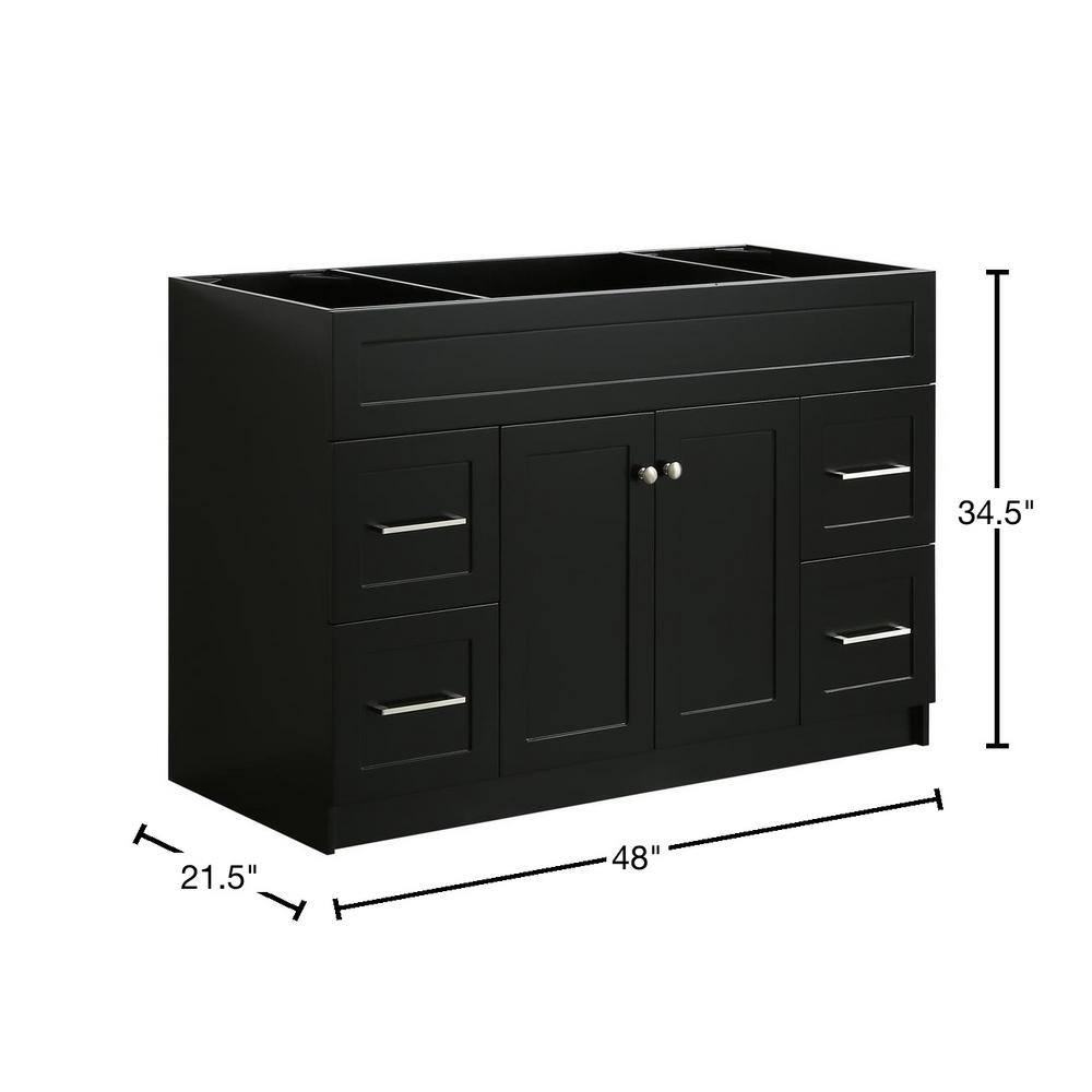 ARIEL Hamlet 48 in. W x 21.5 in. D x 33.5 in. H Bath Vanity Cabinet Only in Black F049S-BC-BLK