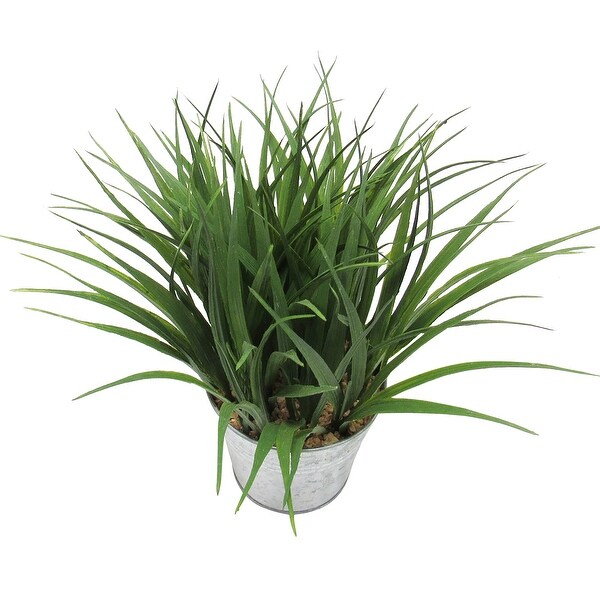 Artificial Wheat Grass Herb Plant in Metal Pot 9in