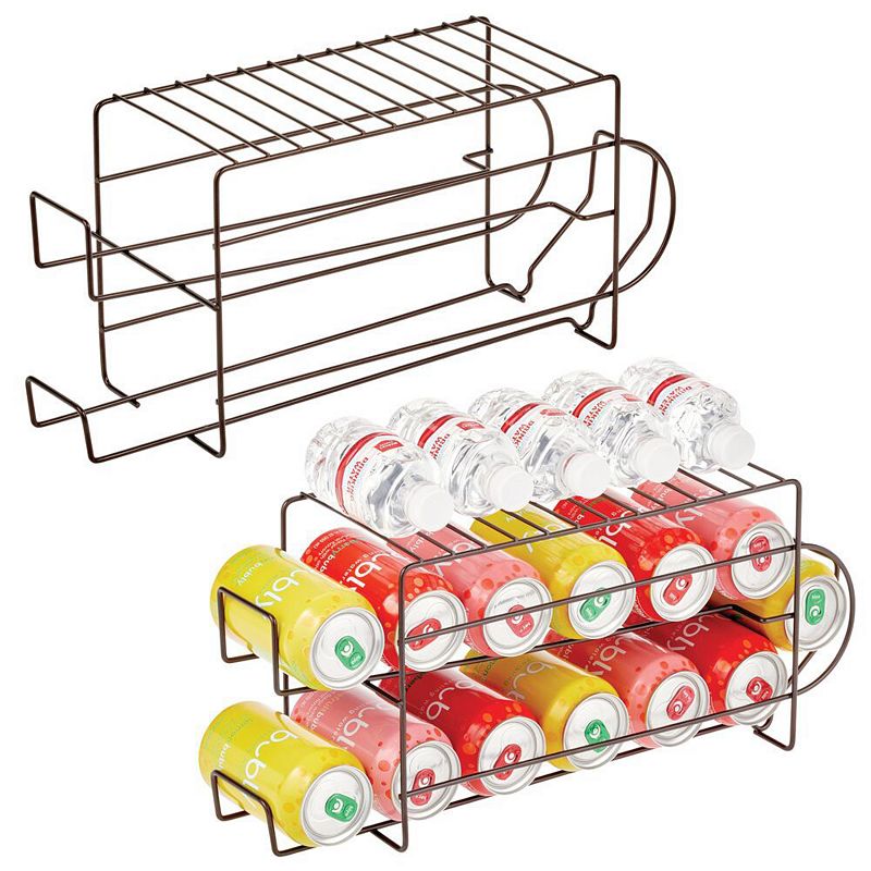 mDesign Metal 2-Tier Pop/Soda and Food Can Storage Dispenser