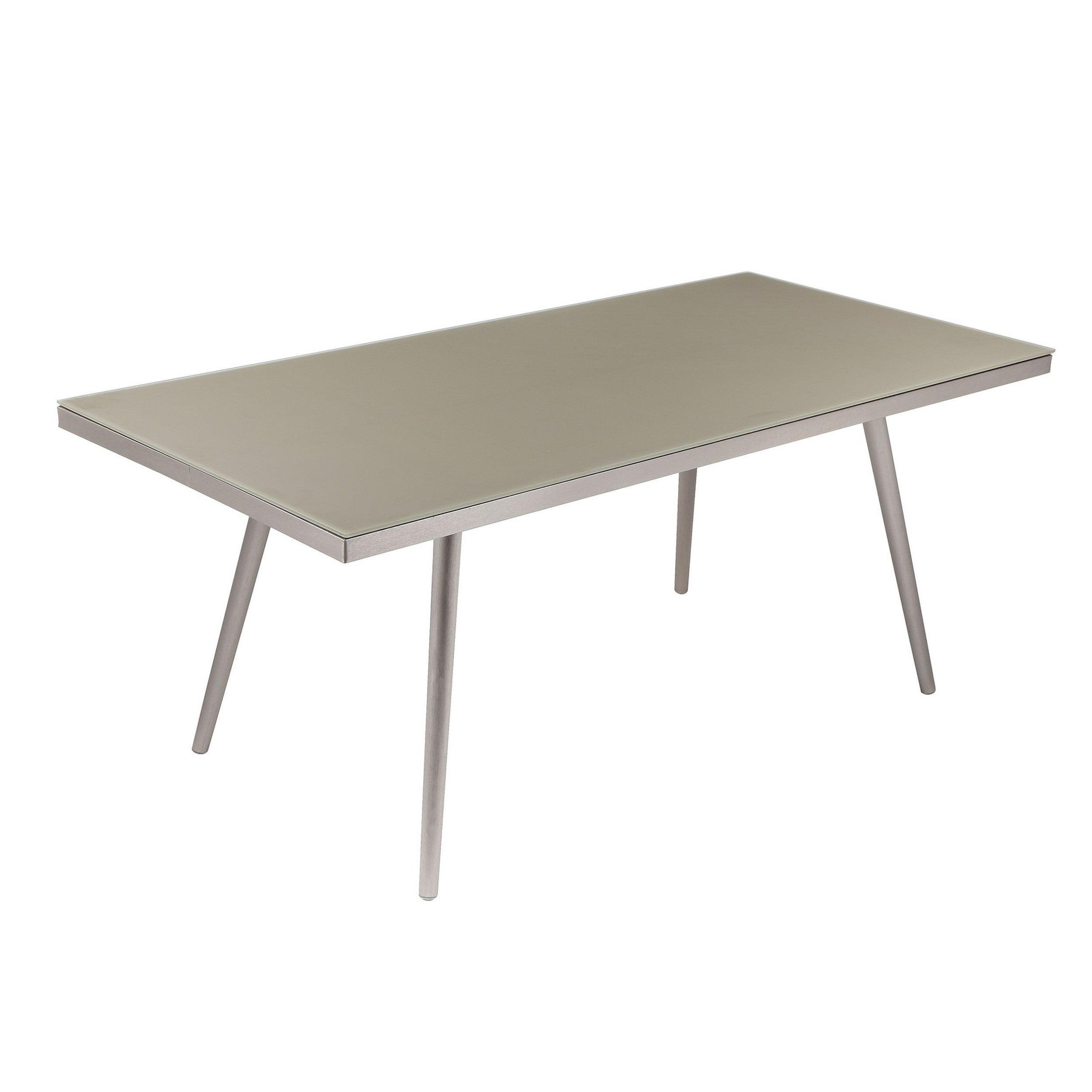 Phil 73 Inch Coffee Table， Tempered Glass Top， Smooth Gray Aluminum Frame