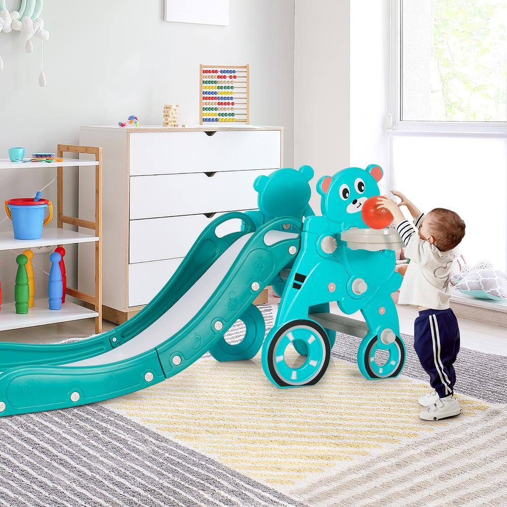 Costway 4-in-1 Foldable Baby Slide Toddler Climber Slide PlaySet with Ball Green TS10006GN