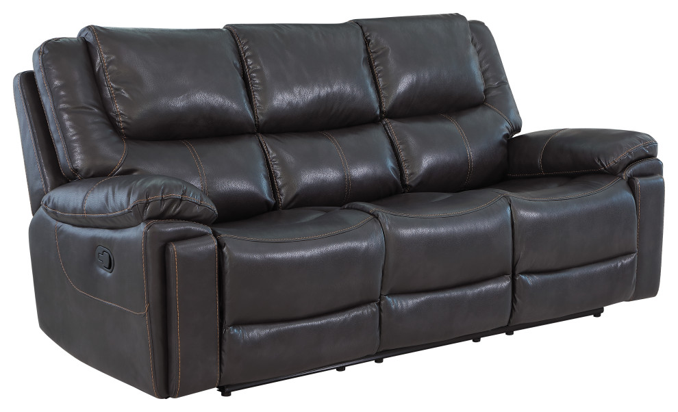 Aiden Transitonal Leather Air Reclining Upholstered Sofa   Contemporary   Sofas   by Luxuriant Furniture  Houzz