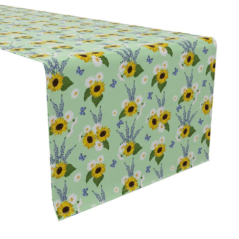 Table Runner， 100% Cotton， 16x90， Bright Sunflower Floral