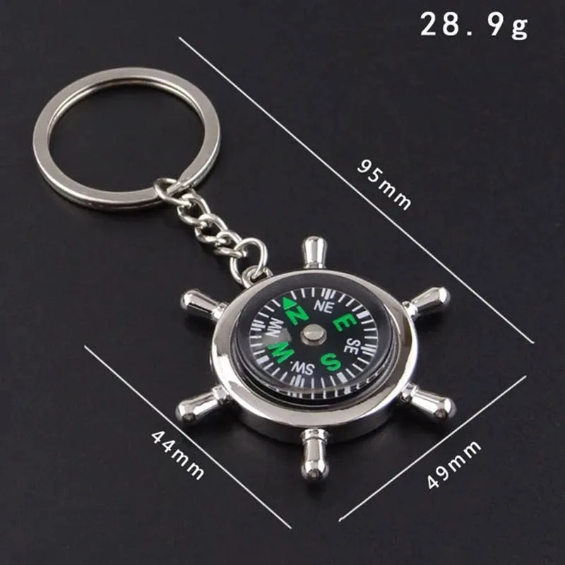 Portable Outdoor Travel oy Silver Camping Hiking Compasses Mini Key Chain Hiking Navigator Survival Pocket Compass Tool