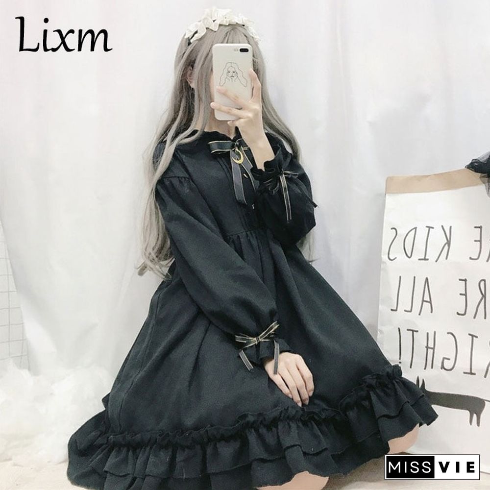 Lolita dress soft sister wind retro dark cute bow moon lolita skirt ruffled cute