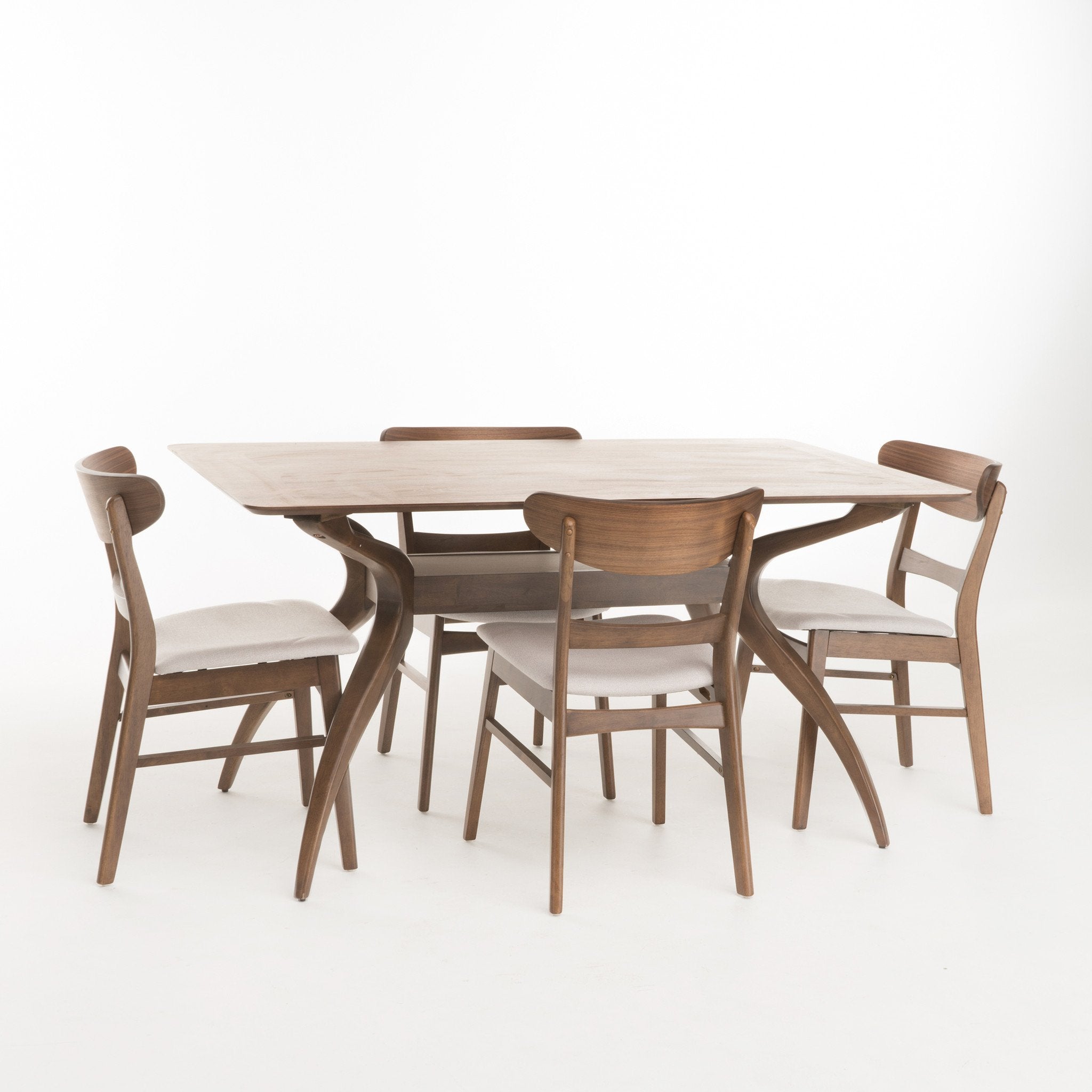 Isador Mid-Century Modern 5 Piece Dining Set