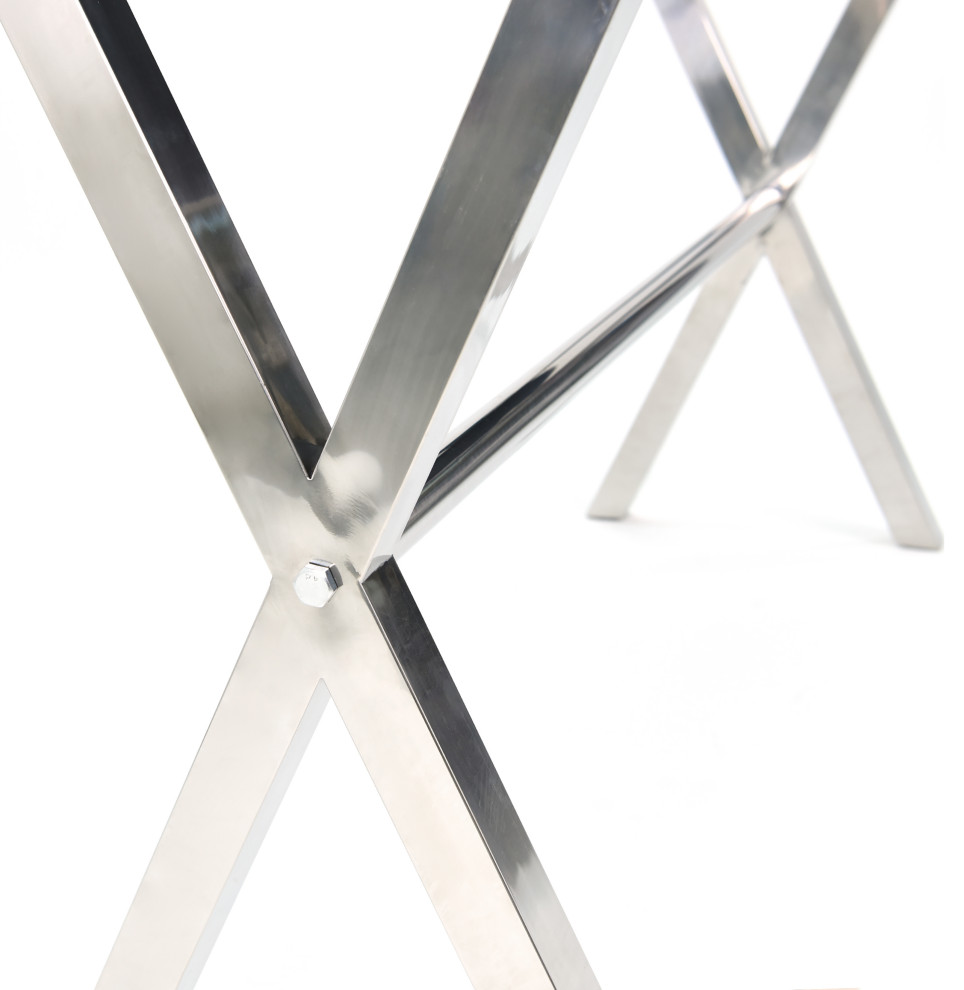 Silver Lizard Leather Console Table With Stainless Steel Legs   Contemporary   Console Tables   by Empire Art Direct  Houzz