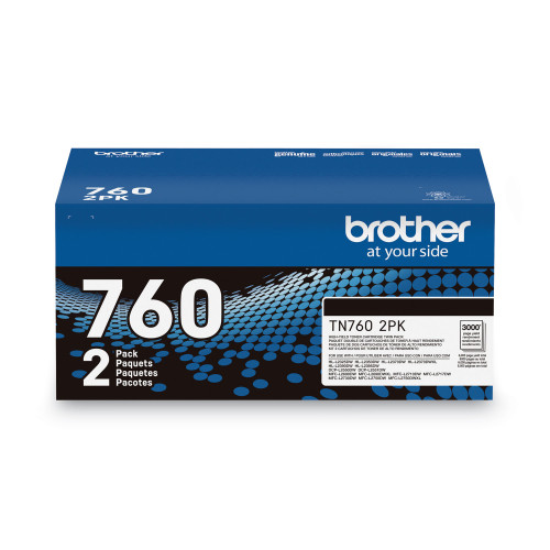 Brother TN7602PK High-Yield Toner， 3，000 Page-Yield， Black， 2/Pack