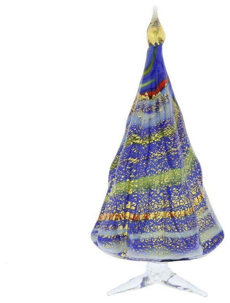 Glass Of Venice Murano Glass Christmas Tree Standing Sculpture   Blue and Gold.   Contemporary   Holiday Accents And Figurines   by GlassOfVenice  Houzz