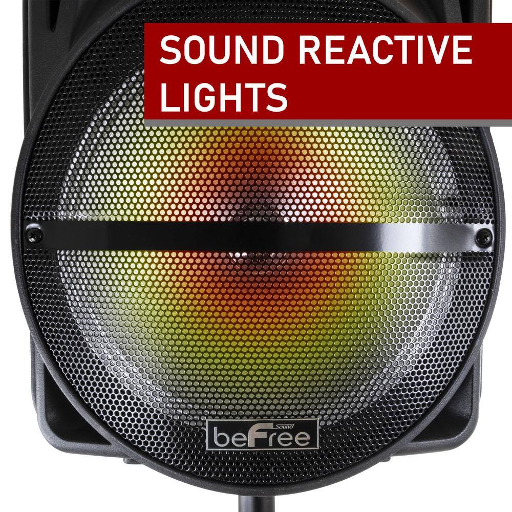 BEFREE SOUND 12 in. Bluetooth Rechargeable Portable PA Party Speaker with Reactive LED Lights 985112791M