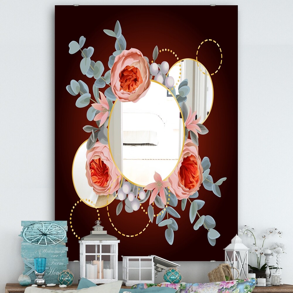 Designart 'Floral Rings' Traditional Mirror   Large Printed Wall Mirror