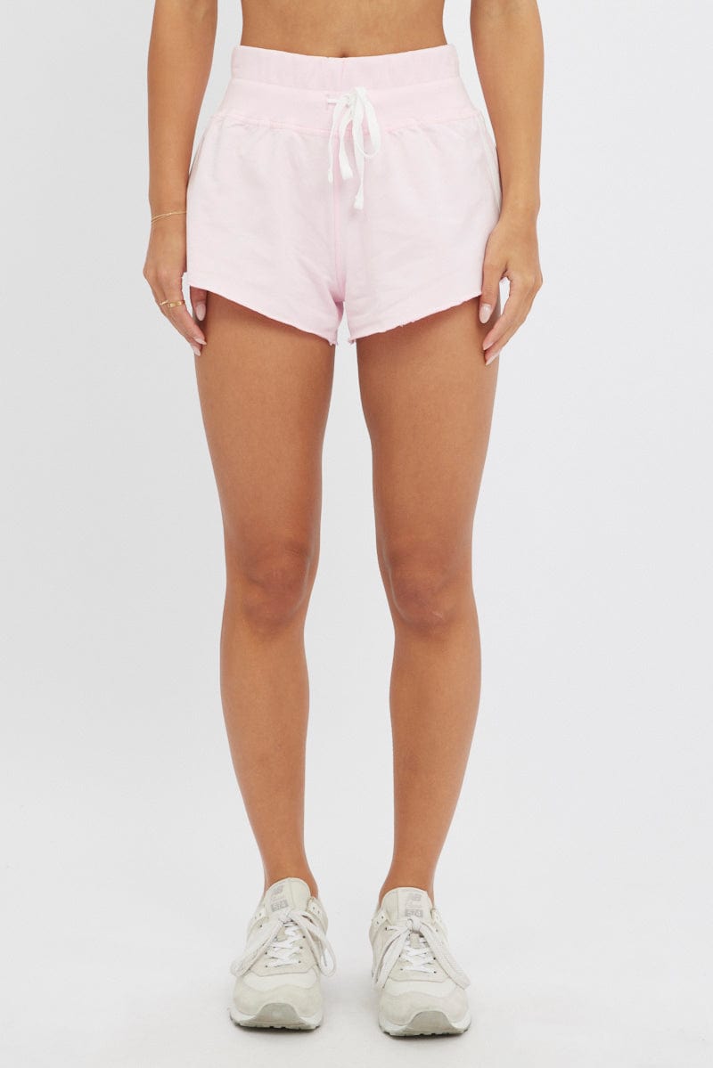 Pink Track Shorts Low Rise