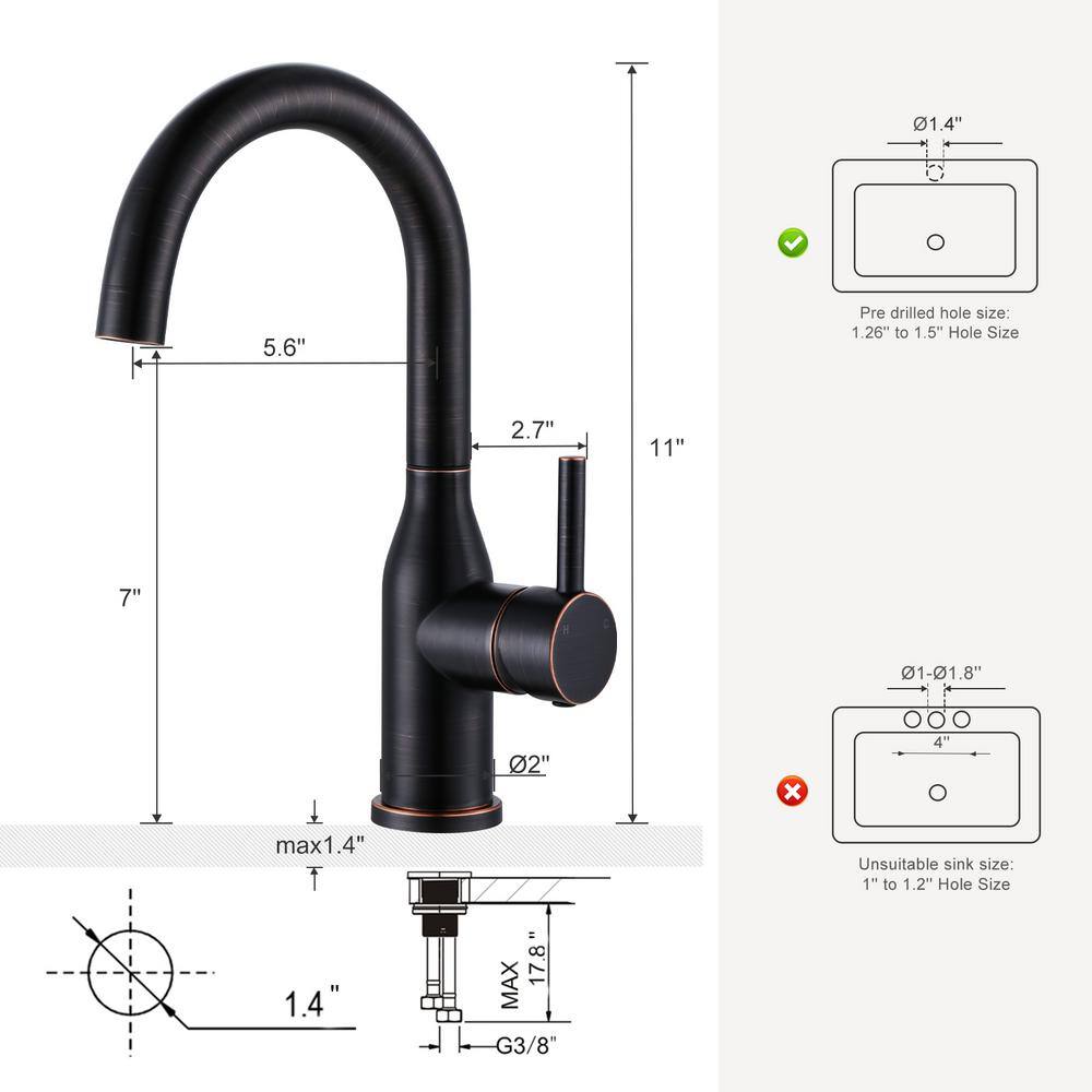 IVIGA Classic Single Handle Standard Kitchen Faucet in Oil Rubbed Bronze VBA02RB