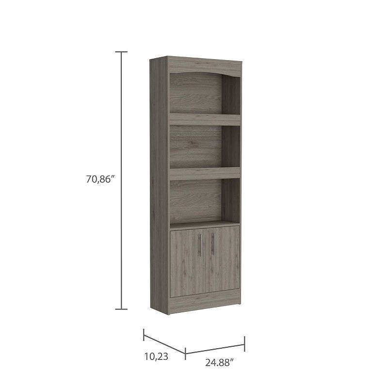 Durango Bookcase， Three Shelves， Double Door Cabinet