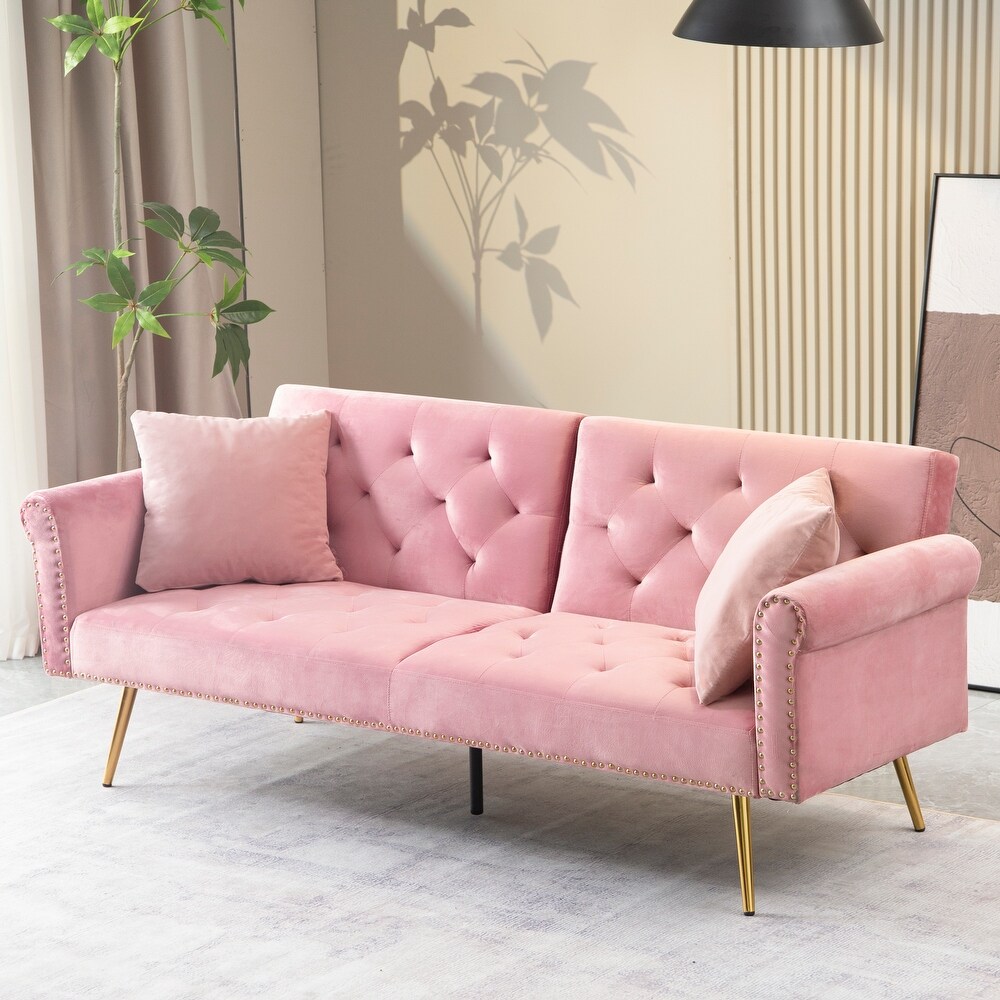 Modern Velvet Upholstered Sleeper Sofa