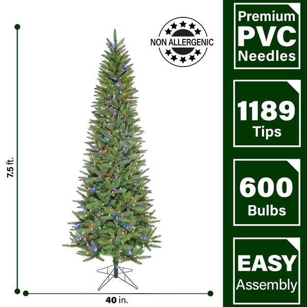 Fraser Hill Farm 7.5Ft. Winter Falls SlimSilhouette Christmas Tree with 8Function MultiColor LED Lighting，Music