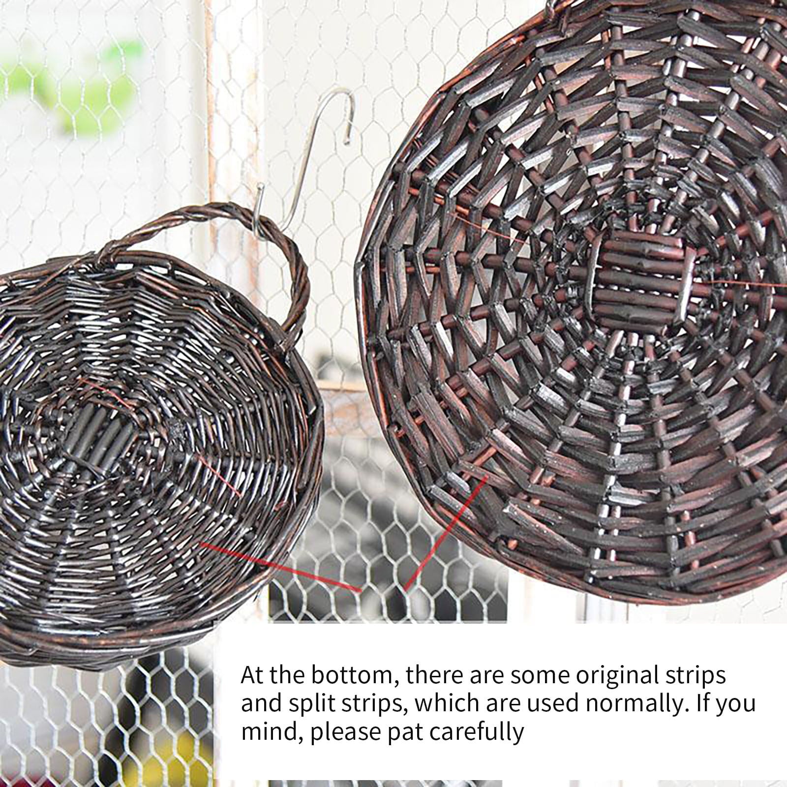 Fridja Wall Hanging Wicker Rattan Flower Basket Handmade Woven Hanging Basket Pots Hanger Garden Decoration Indoor Outdoor Watering Hanging Baskets for Home Garden Wedding Wall Decorations