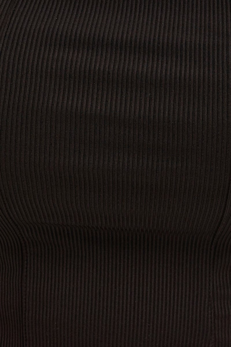 Black Corset Top Shoestring Strap Rib Jersey