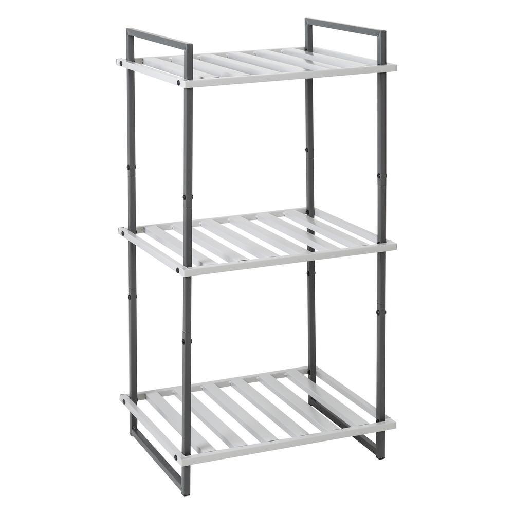 Honey-Can-Do Gray 3-Tier Tubular Steel Shelving Unit (20 in. W x 37.5 in. H x 15 in. D) SHF-09129