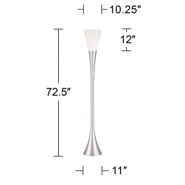 Tall Brushed Nickel Metal Frosted White Glass Shade For Living Room Bedroom Office Home