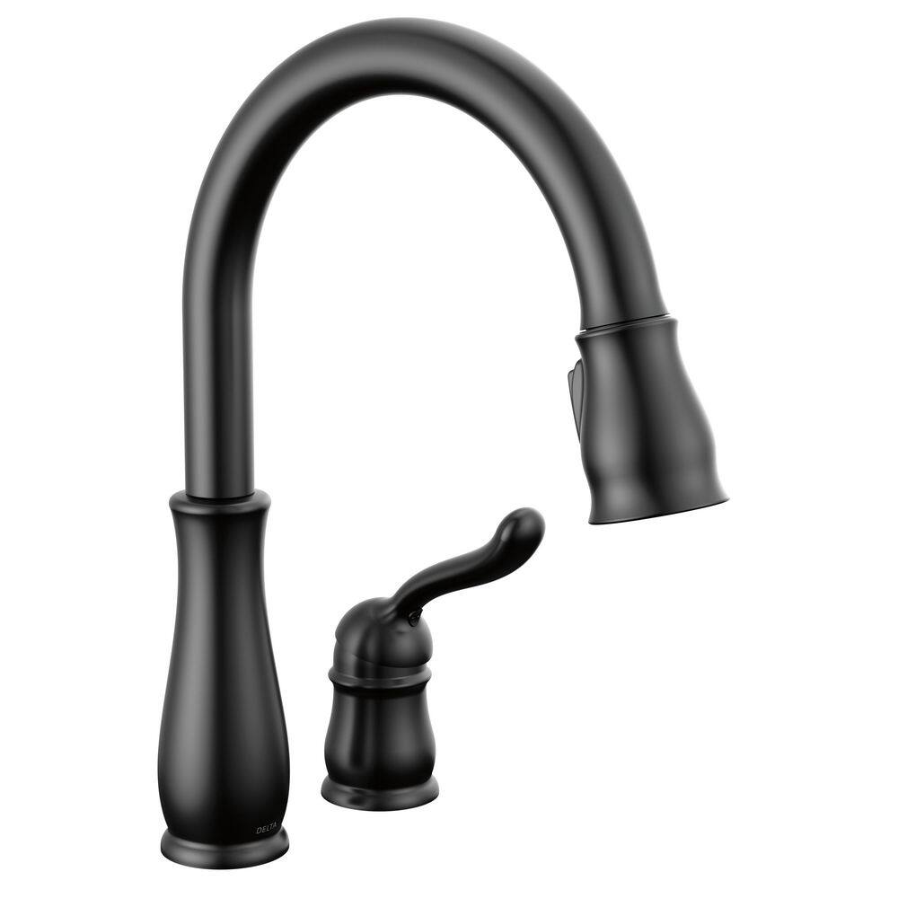 Delta Leland Single-Handle Water Efficient Pull-Down Sprayer Kitchen Faucet in Matte Black 978-BLWE-DST