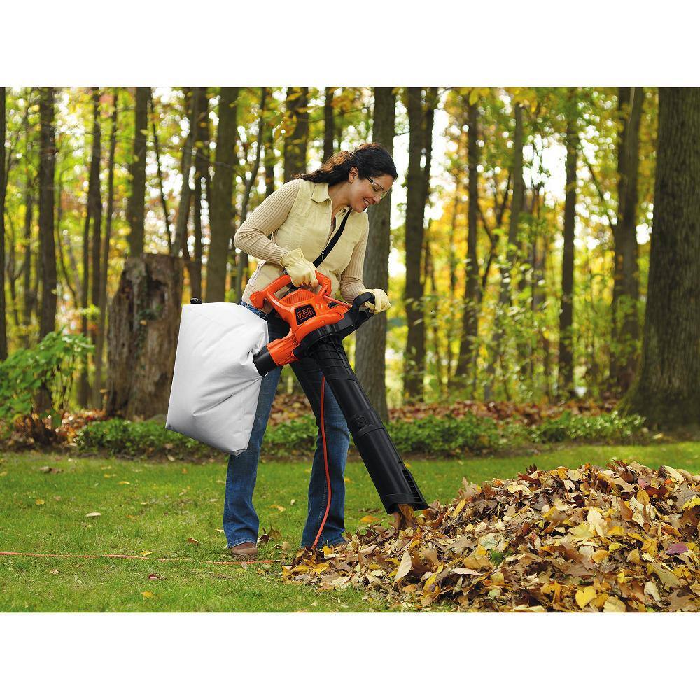 BLACK+DECKER 12 AMP 230 MPH 385 CFM Corded Electric 3-In-1 Handheld Leaf Blower Vacuum  Mulcher with Tool Free Switchover BV3600